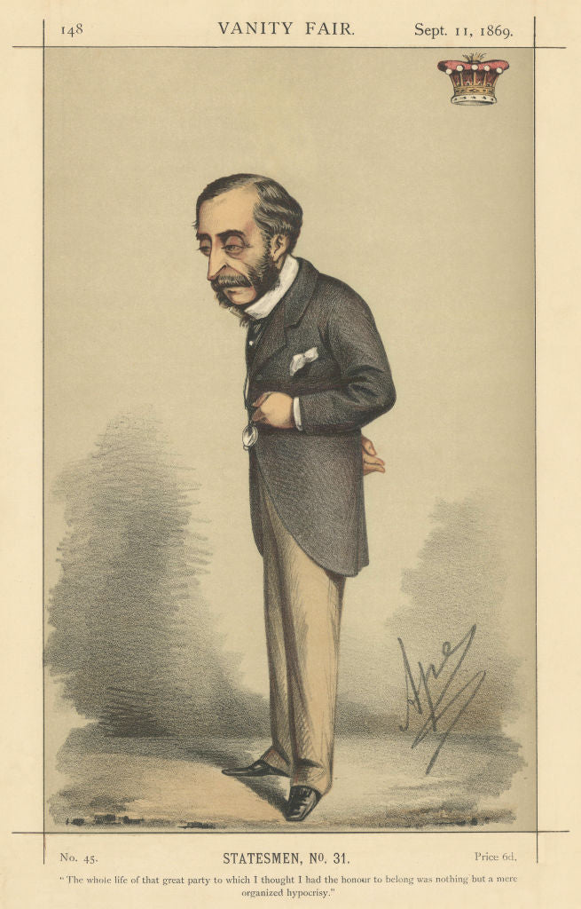VANITY FAIR SPY CARTOON Lord Carnarvon 'The whole life of that great party… 1869